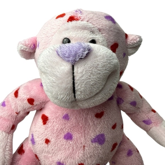 GANZ Webkinz  Plush Love Monkey  11"  Stuffed Pink Red & Purple Hearts No Code - Picture 7 of 10